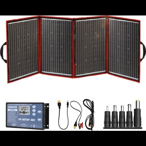 Dokio Flexible Foldable 200W(50Wx4) Mono Solar Panel High Power Portable Solar Panel For RV&Boat&Travel Solar Panel China