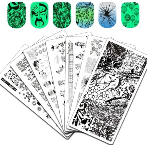 WAKEFULNESS Geometric Crack Pattern Rectangle Nail Stamping Plates Image Nail Art Stamp Stencils Manicure Template Tool