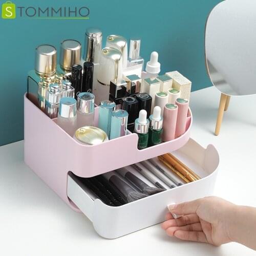 STOMMIHO Cosmetic Storage Box Desktop Jewelry Makeup Organizer for Cosmetic Home Container Beauty Cosmetic Case Large Capacity