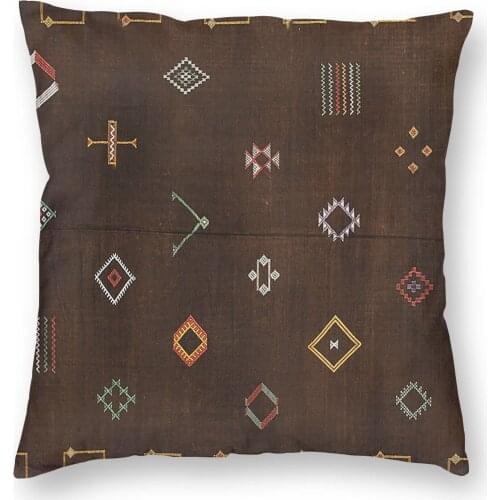 Brown Antique Oriental Traditional Moroccan Pillow Cover Decoration Boho Cushion Cover Throw Pillow for Living Room Polyester