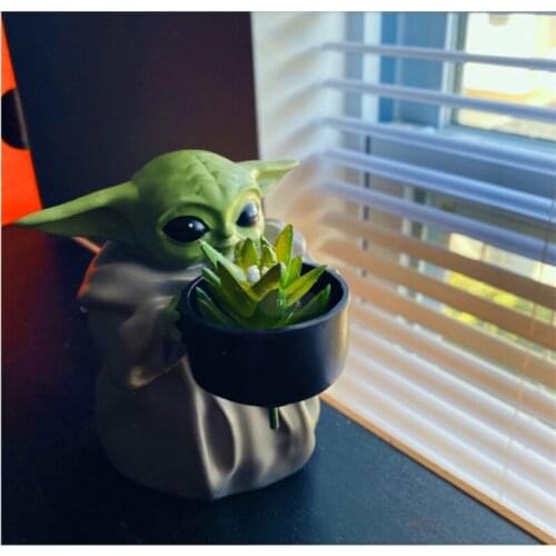 Disney plus Anime Star Wars Baby Yoda Cute Yoda Baby Flower Pot Star Wars Dolls Action Figure Toy Christmas Gifts for Children