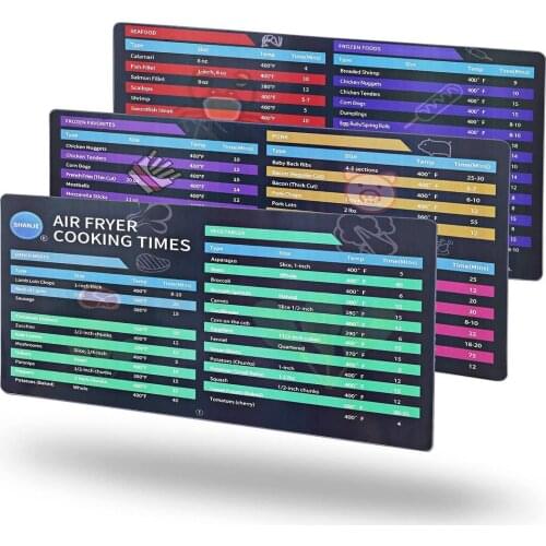 Air Fryer Magnetic Cheat Sheet Set of 3, Soft Magnetic Recipes, Air Fryer Cooking Accessories and Quick Frying Reference Guide