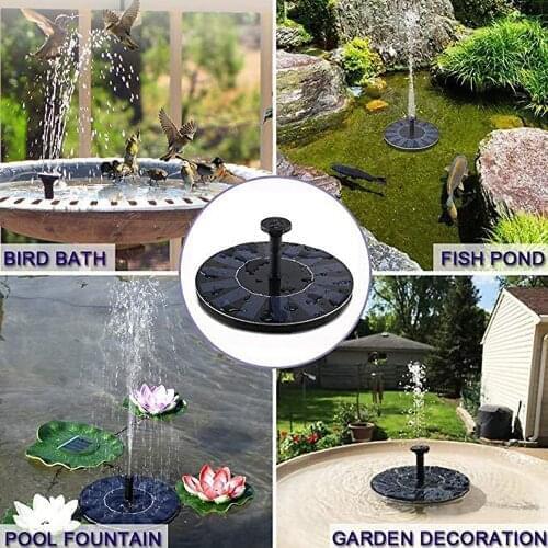 Mini Solar Powered Fountain Pump Watering Submersible Pump Free Standing Water Bird Bath Pumps With 1w Solar Panel