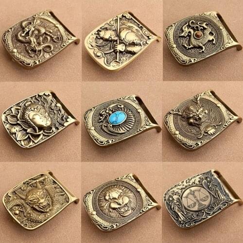 Belt buckle mens Brass Belt Buckle smooth buckle trouser belt clip Qitian holy plate buckle trouser belt buckle leisure