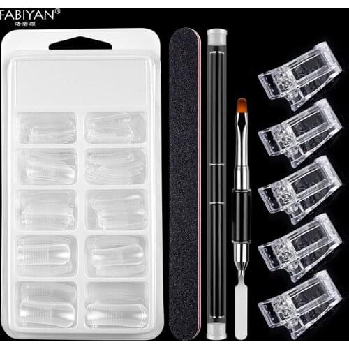 2021 Nail Art Kit Extension False Nail Kit Double Head Phototherapy Tool Pen Grinding Strip Crystal Clips Nail Beauty Tool Set