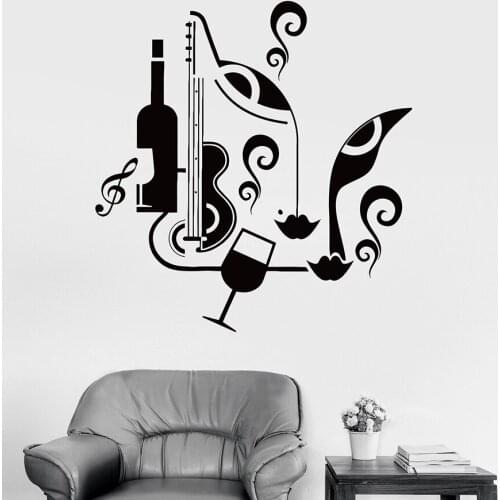 Wall Decal Abstract Decor Wine Music Woman Lip Musical Bar Bedroom Interior Decor Vinyl Window Stickers Creative Art Mural M155