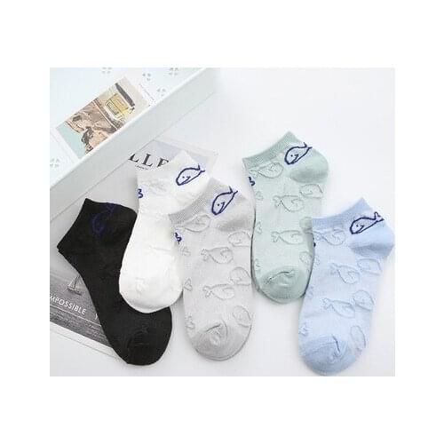 Girls Socks Set 5 Pairs Whale Cartoon Sweet Japanese Style Mujer Summer Unisex Footwear Fashion Accessories Women Socks Pack