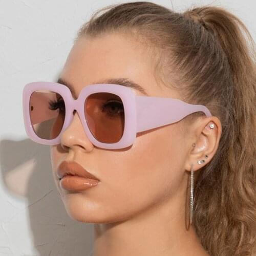 LongKeeper Oversized Square Sunglasses Women Thick Frame Large Brand Designer Vintage Sun Glasses Pink Black Oculos Feminino