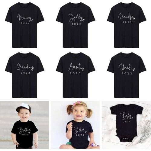 Family Matching Clothes Mother Father Daughter Son Kid Tshirt Family Baby 2022 Pregnancy Reveal Clothes Mommy and Me Top