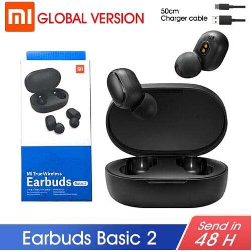 Original Global Xiaomi Redmi AirDots 2 TWS Bluetooth 5.0 Noise Reduction with Mic AI Control True Wireless Earbuds Headset