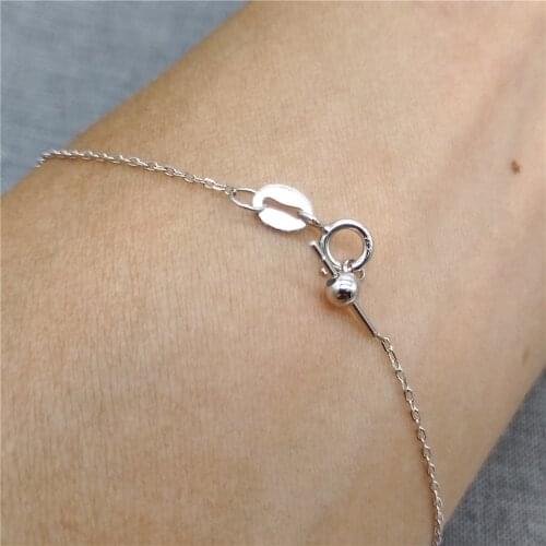 Sterling Silver Adjustable Cable Chain Bracelet w/ Rhodium Plated 7.7 Inches