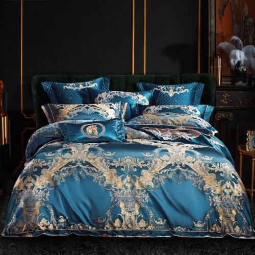 Luxury European High Precision Satin Jacquard Long Staple Cotton Bedding Set Quit Cover Sheet Pillowcase King Queen 4/6/8/10 PCS