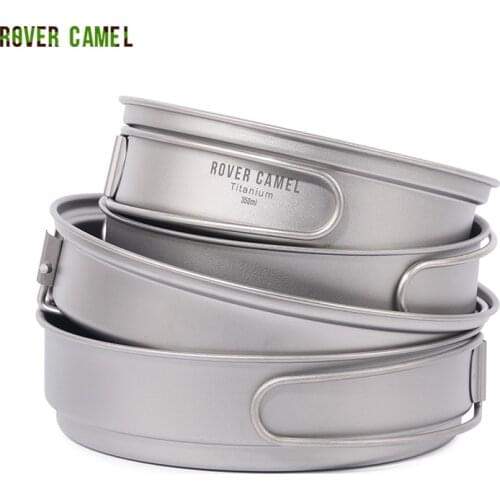 Rover CameTitanium pan Outdoor cookware With Folding Handle Diameter 135/153mm Eco-friendly Ultralight Portable