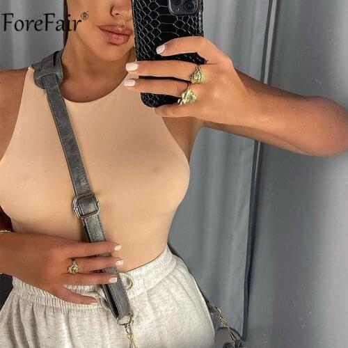 Forefair O Neck Sleeveless Sexy Bodysuit Black Women Summer Casual Body Tops White Streewear Off Shoulder Bodysuits