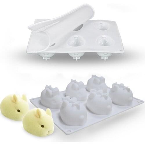 3D Silicone Mold DIY Geometry Stereo Rabbit Animal Mold Ornament Mold Cake Decoration Tools Silicone Mould Resin Cake Pop Mold