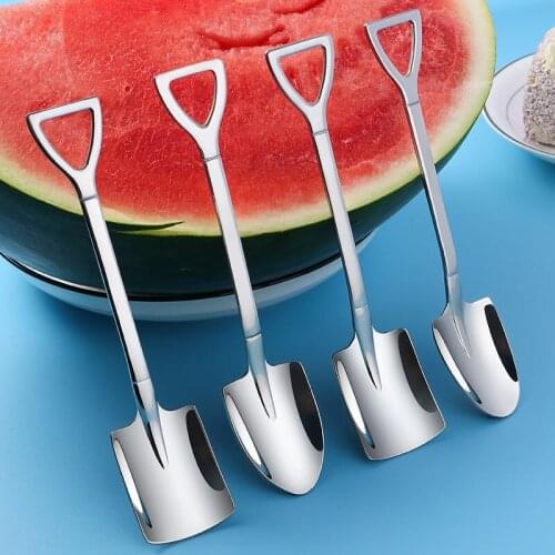 Extra thick stainless steel spade spoon household retro creative dessert special spoon for watermelon cute shovel spoon