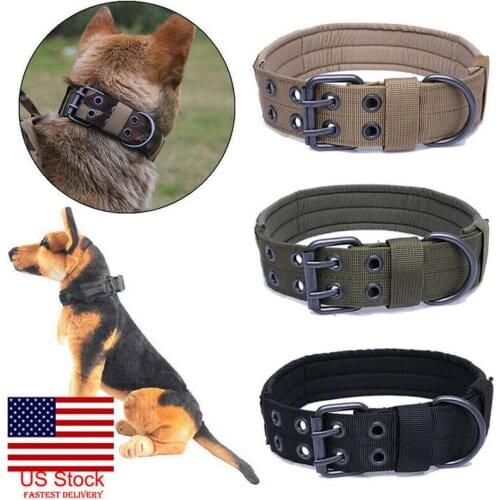 Dog Supplies Collars Leads Tactical Military Adjustable Dog Training Collar Nylon Leash MetalBuckle M-XL