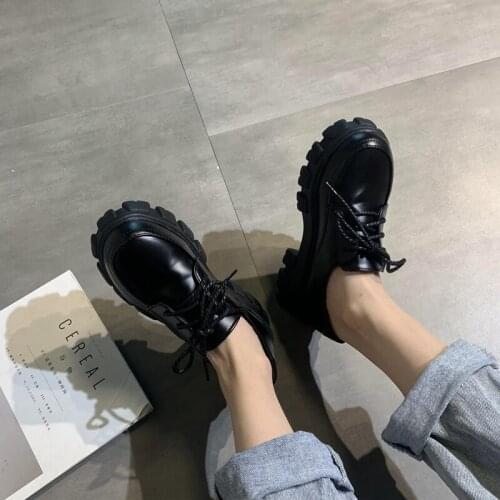 Fashion Womens Female Shoe Casual Woman Platform Shoes Soft Oxfords Creepers Round Toe British Style Modis New Dress