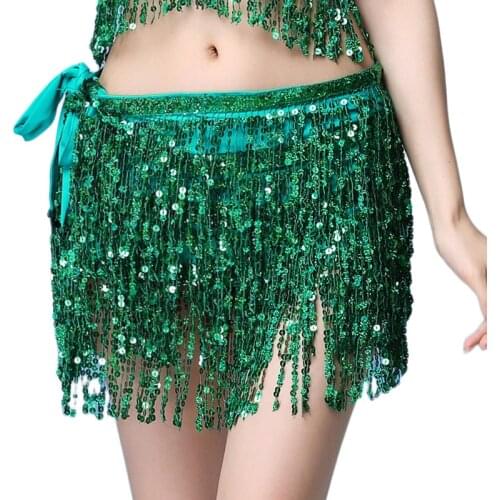 Women Sequins Bellydancing Belt Waist Chain Tassel New Style Belly Dance Costume Hip Scarf Accessories 8 Colors
