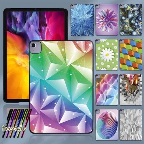 Tablet Hard Shell Case for Apple IPad Air 4 2020 10.9 Inch High-quality Print Pattern Plastic Protective Shell + Free Stylus