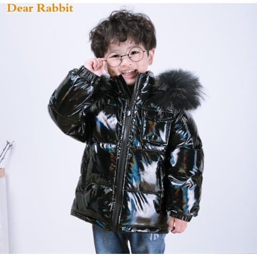 Winter 90% down jacket parka real fur boys coat childrens clothing snow wear kids outerwear toddler baby girl clothes snowsuit