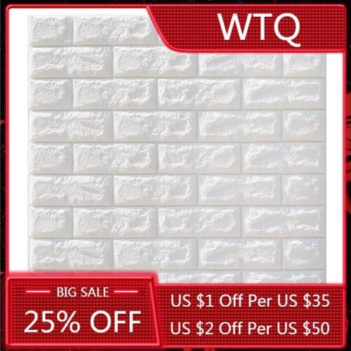 77*70cm 10pcs 3D Brick Wall Stickers Wallpaper Decor Foam Waterproof Wall Covering Wallpaper For Kids Living Room DIY Background