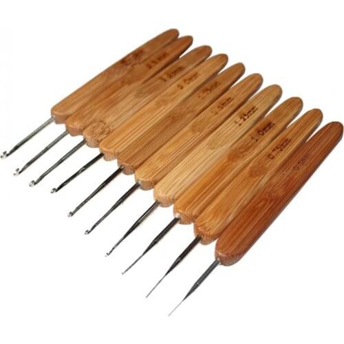 10Pcs/set Sweater knitting Circular Bamboo Handle Crochet Hooks Smooth Weave Craft Needle -15