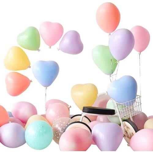 100pcs Macaron Heart-shaped Latex Balloon Candy Color Balloon Birthday Party Wedding Decor Balloon Confession Balloon 10 Inch