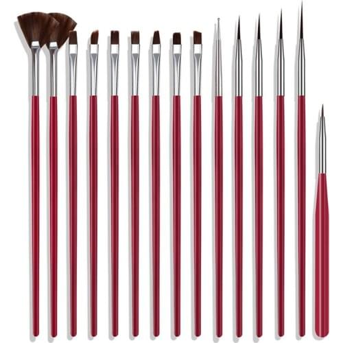 15Pcs/Set Professional Nail Art Brush Set For Manicure Rhinestone Acrylic Paint Brushes Kit Gel Polish Nails Lining Pen Gradient