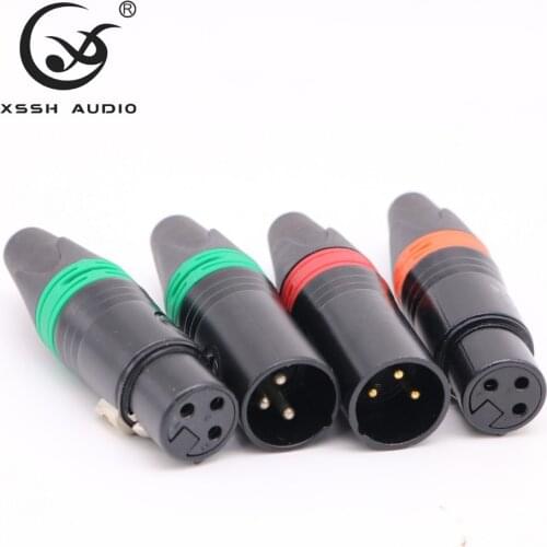 2pairs 4pairs xssh Audiofemale male XLR Hi-end Jack 3 pins connector Black Shell Brass plated Gold XLR socket jack plug