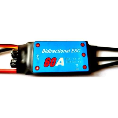 60A Bidirectional brushless ESC for remote control ship pneumatic underwater propelle