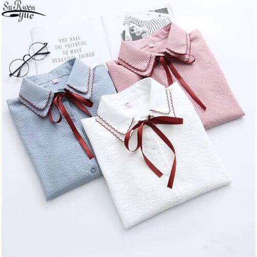 Blusas Mujer 2021 Spring Plus Size Womens Tops and Blouses Casual Women Shirts Bow Sweet Women Long Sleeve Shirts Lady Clothing