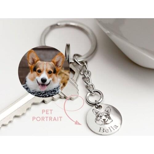 Custom Pet Keychain Stainless steel Custom Dog Keychain Personalized Gift for Dad Fathers Day Gift Dog Mom Dog Dad Gift Grandpa