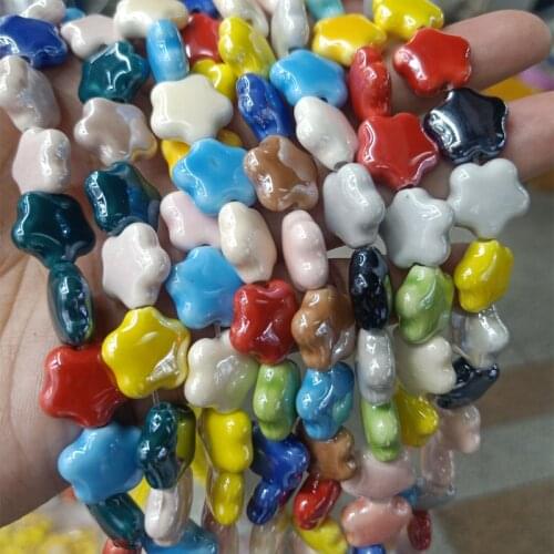 20pcs Mix Color 15mm Five-pointed Star Ceramic Beads DIY Charm Jewelry Loose Spacer Ceramics Bead For Bracelet Necklace