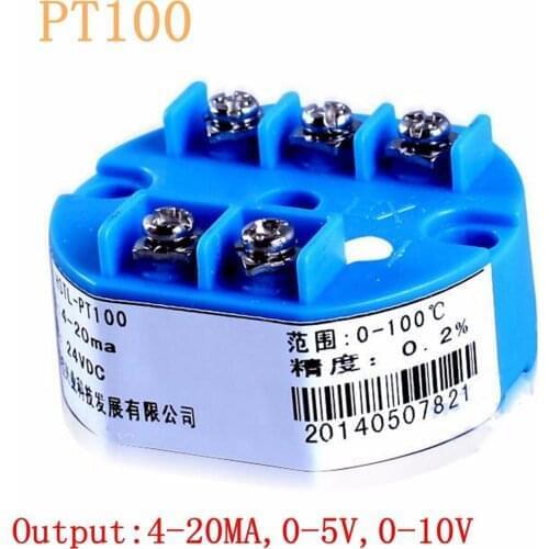 -50 To 300 Celcius In 12~24VDC Output 4-20MA 0-5V 0-10V PT100 RTD Temperature Sensors Transmitter Module