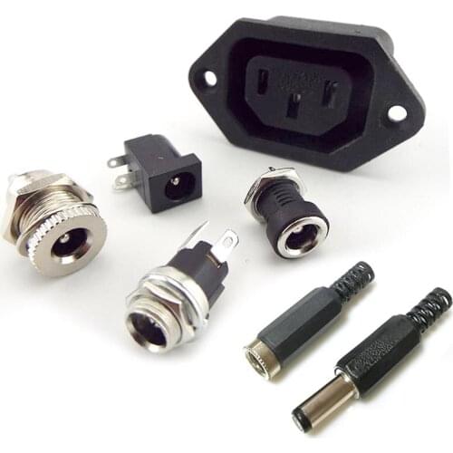 5.5 x 2.1mm DC Female Power Supply Jack charging port Socket 5.5 * 2.1 mm Electric Pcb Panel Mount Connector Threaded Metal plug