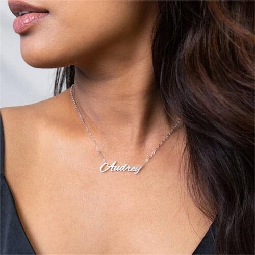Custom Personalized Name Necklaces For Women Stainless Steel Gold Nameplate Customized Letter BFF Jewelry Gift Collar de mujer