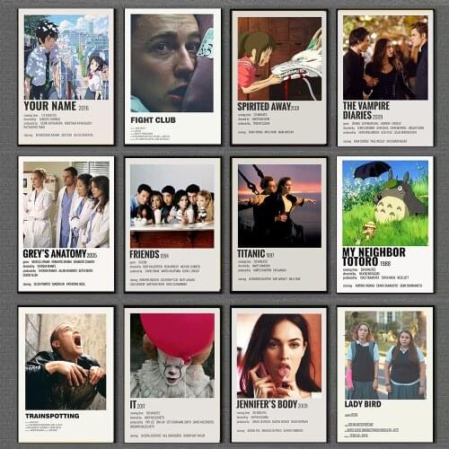 Classic Movie TV Show Anime White Poster Kill Bill /Pulp Fiction/The Office/E.T Painting Room Wall stickers Art Decor