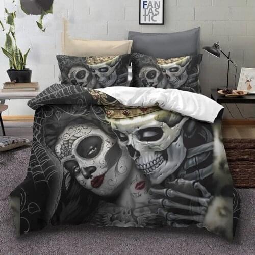 Skull Beauty 2/3Pcs Bedding Set Home Textile Duvet Cover Pillowcase Bedclothes Bedding Set Single Double Dropship