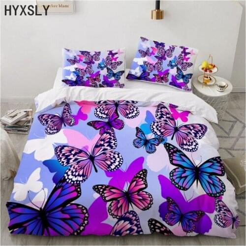 Colorful Butterfly Printed Duvet Cover Bedding Set Bed Linen Luxury Quilt Cover 2/3pcs Bedclothes Soft Comforter Queen/King Size