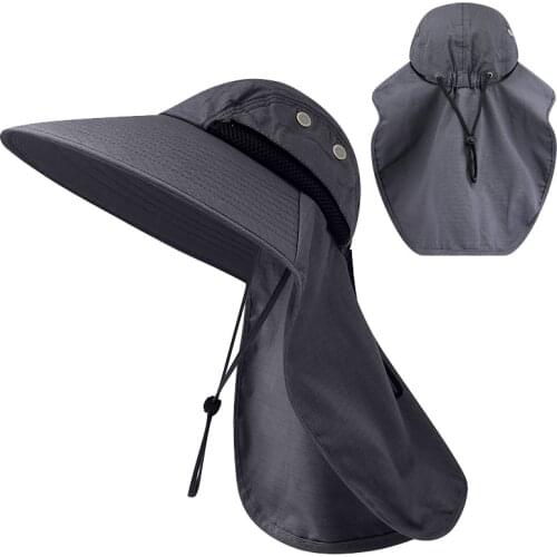 Summer UPF50+ Sun Hats For Women Men Breatable Bucket Hat With Neck Flap Outdoor Wide Brim Hiking Fishing Hat Safari Boonie Hats