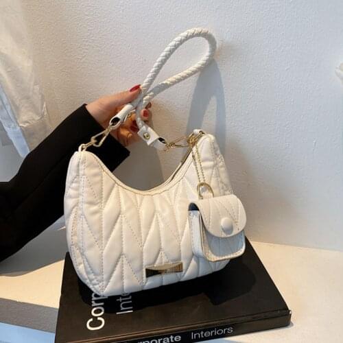 Fashion Lingge Ladies Crossbody Bags 2021 New High Quality PU Leather Shoulder Bag For Women Luxury Design Handbag With Key Case