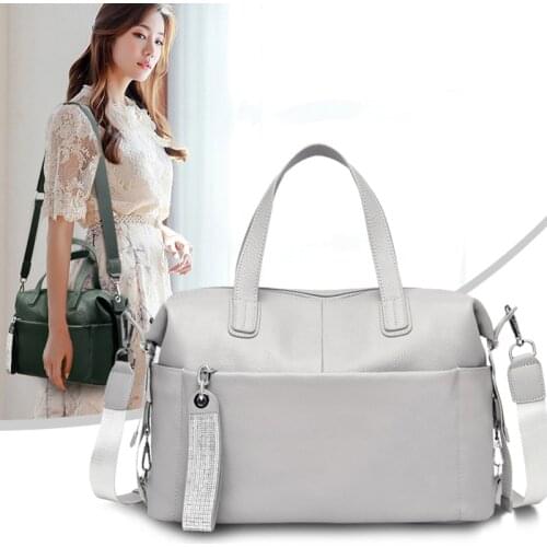 Fashion Genuine Leather Bag Handbag Women Shoulder Bag Brand Designer Retro Cowhide Purse Female Boston Bag