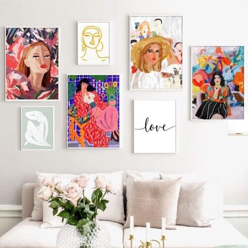 Fashion Girl Portrait Flower Matisse Body Lines Wall Art Canvas Painting Posters And Prints Wall Pictures For Living Room Decor