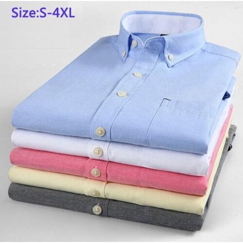 Oxfordspring Autumn New Arrival Male Shirt Mens Long Sleeved Business Fashion Dress Shirts Summer Size S M L XXL 3XL 4XL
