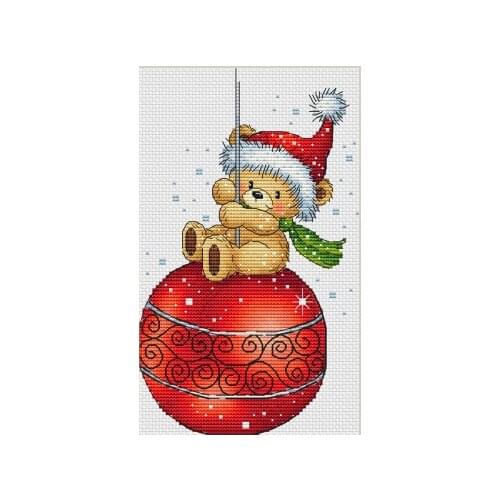 MM Gold Collection Counted Cross Stitch Kit Cross stitch RS cotton with cross stitch Teddy flying a kite Christmas Bear