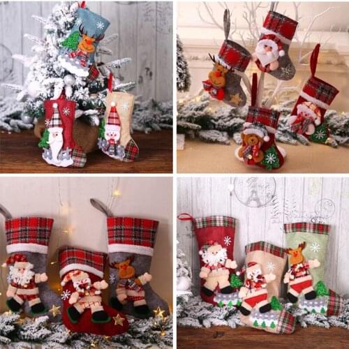 Navidad Decor 1pc Christmas Stocking Gift Bag for Children Xmas Tree Pendant Decoration for Home Christmas Party New Year Supply