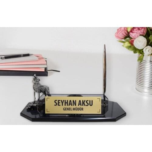 Personalized Gray Wolf Clocks Crystal Table İsimliği