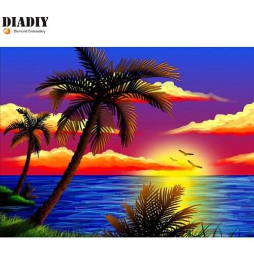 DIADIY Full Square/Round Drill 5D DIY Diamond Painting Seaside sunset Embroidery Cross Stitch Mosaic Rhinestone Decor