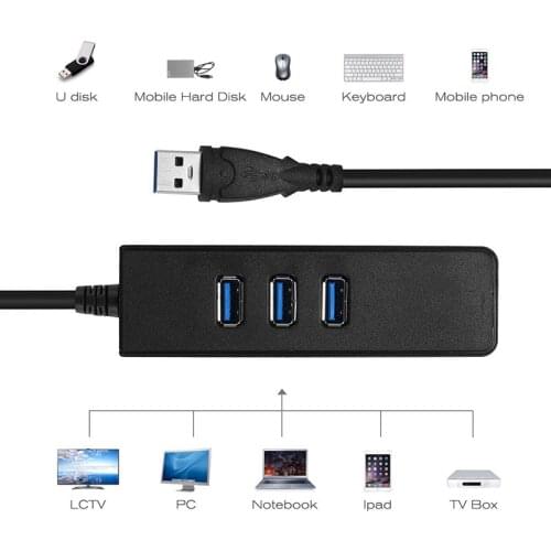 Connector Adapter Fits for MacBook Laptop Computer 3 Ports USB 3.0 LAN+RJ45 Gigabit Ethernet Adapter Hub 1000Mbps for PC Mac